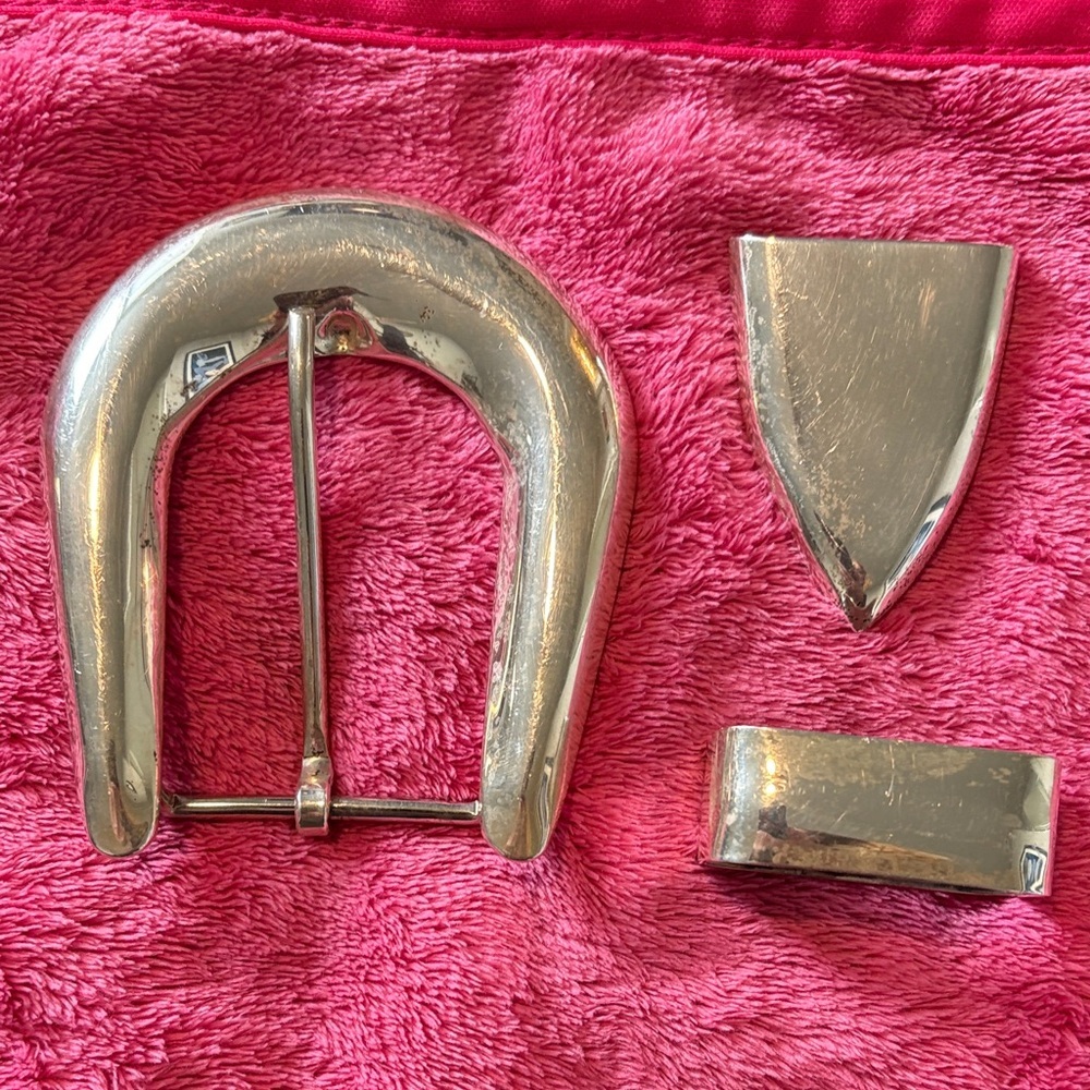 Silver Men’s handmade  Belt Buckle Set - Classic Horseshoe Design